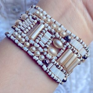 Vintage Beaded Gold Wire Bracelet